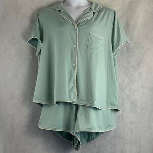 State of Day Women's Plus Size 2-Piece Short Sleeve Shorts Pajama Set, Mist, 3X